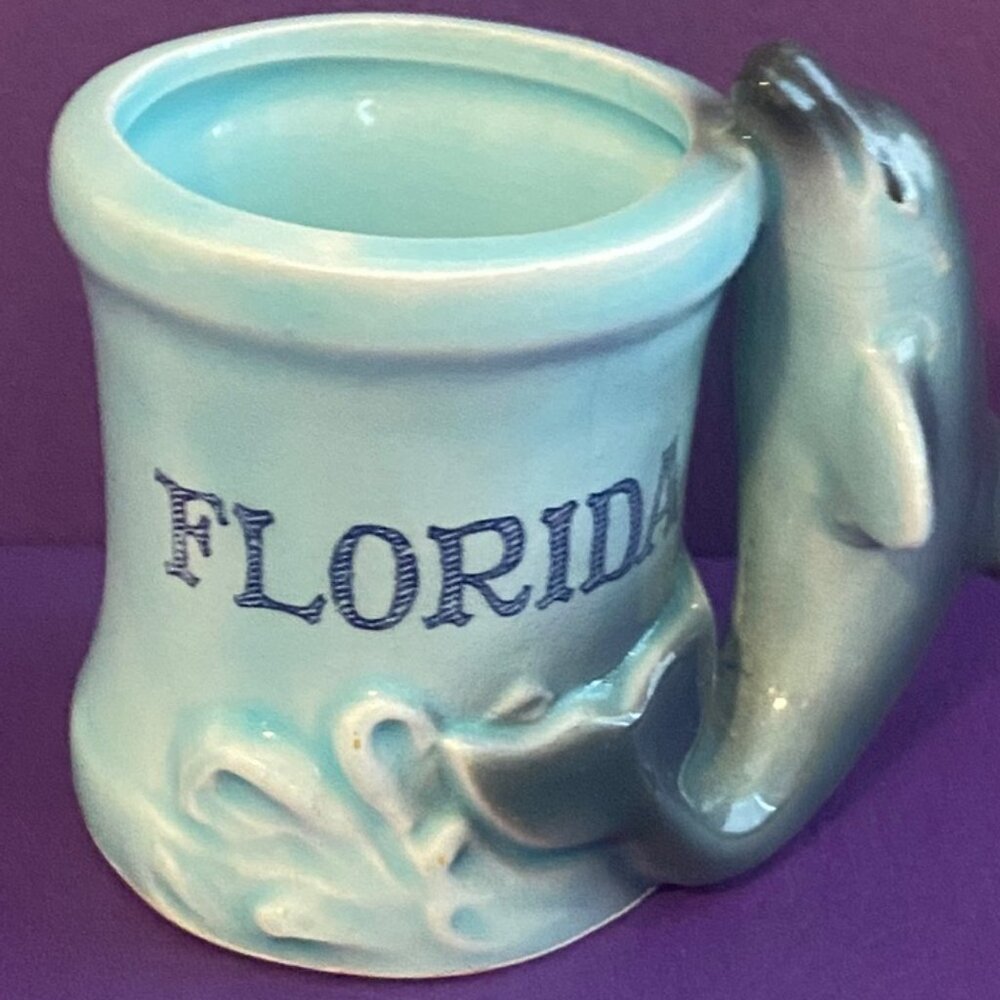 Vintage ~ Florida Dolphin Toothpick Holder Souvenir ~ Blue ~ Dolphin